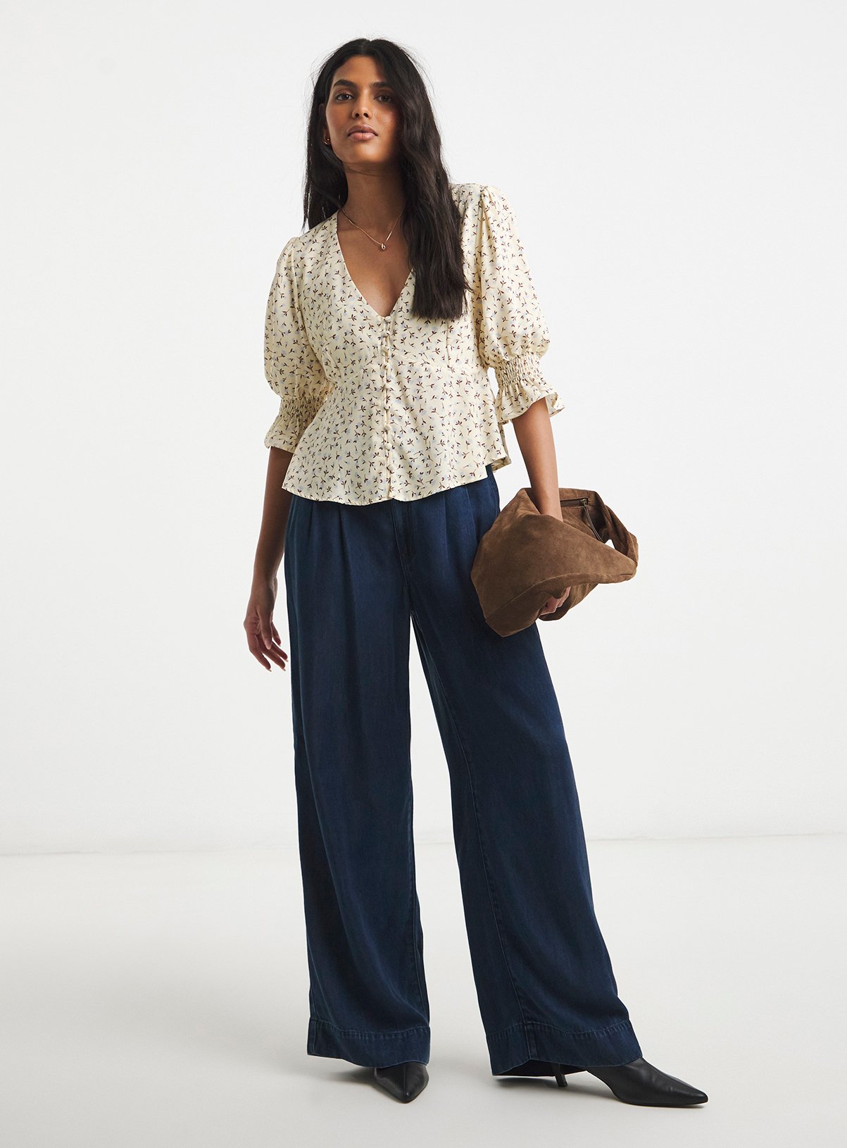 SIMPLY BE Shirred Sleeve Tea Blouse 