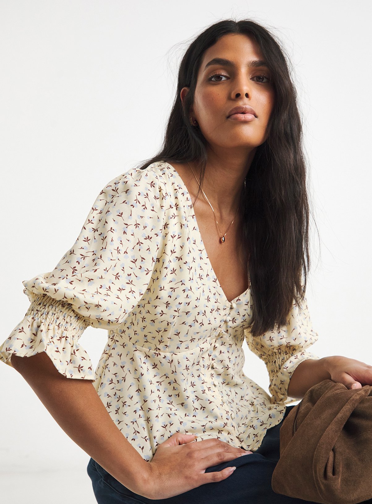 SIMPLY BE Shirred Sleeve Tea Blouse 