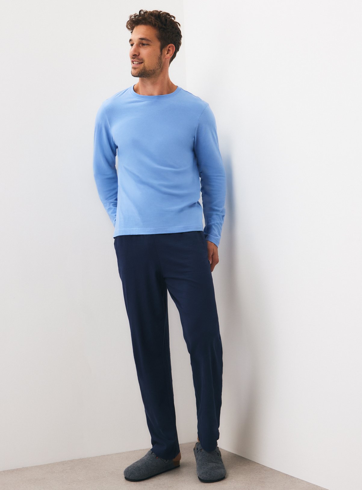 Light Blue & Navy Pure Cotton Pyjama Set 
