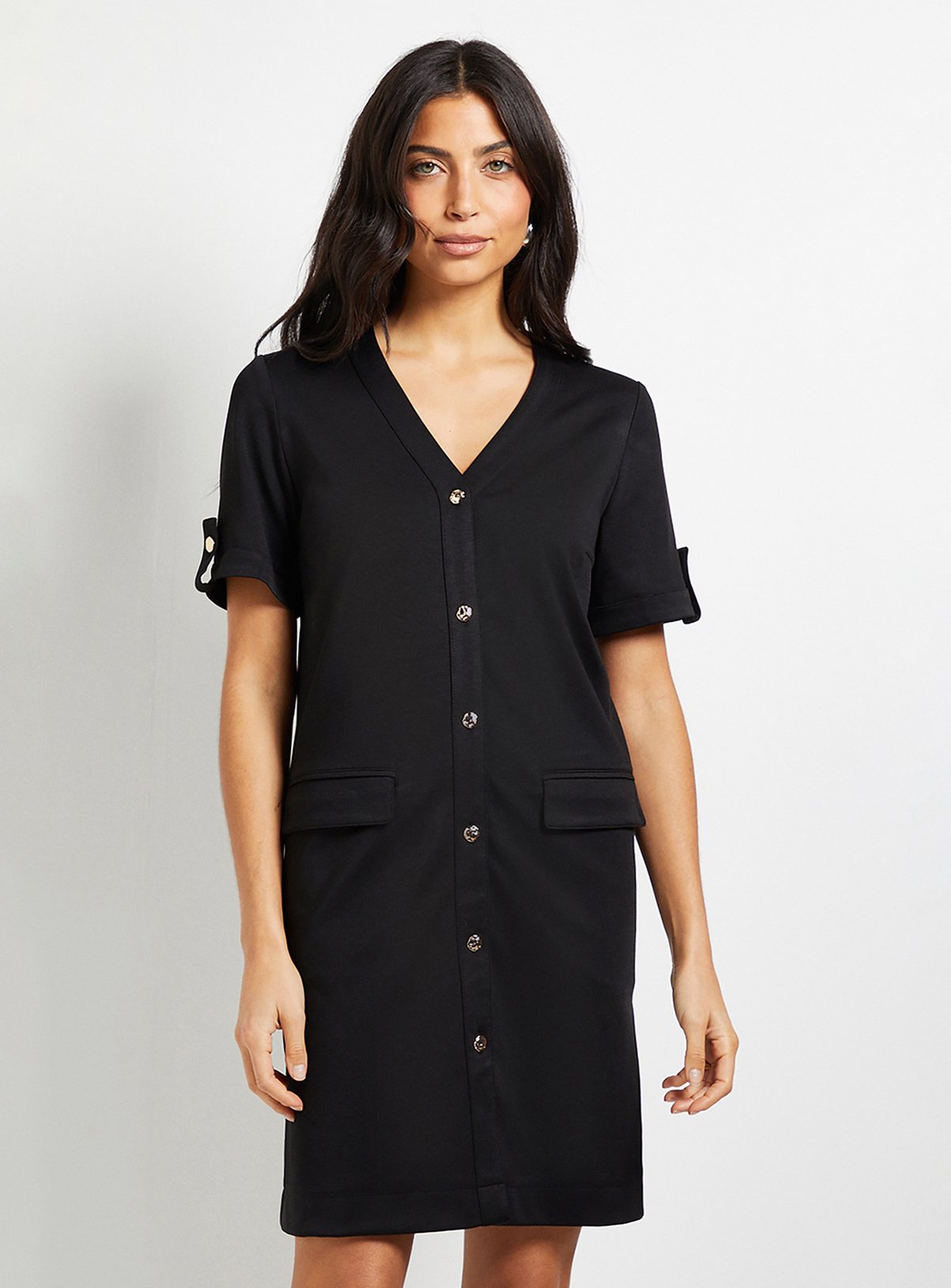 WALLIS Ponte Button Shift Dress 
