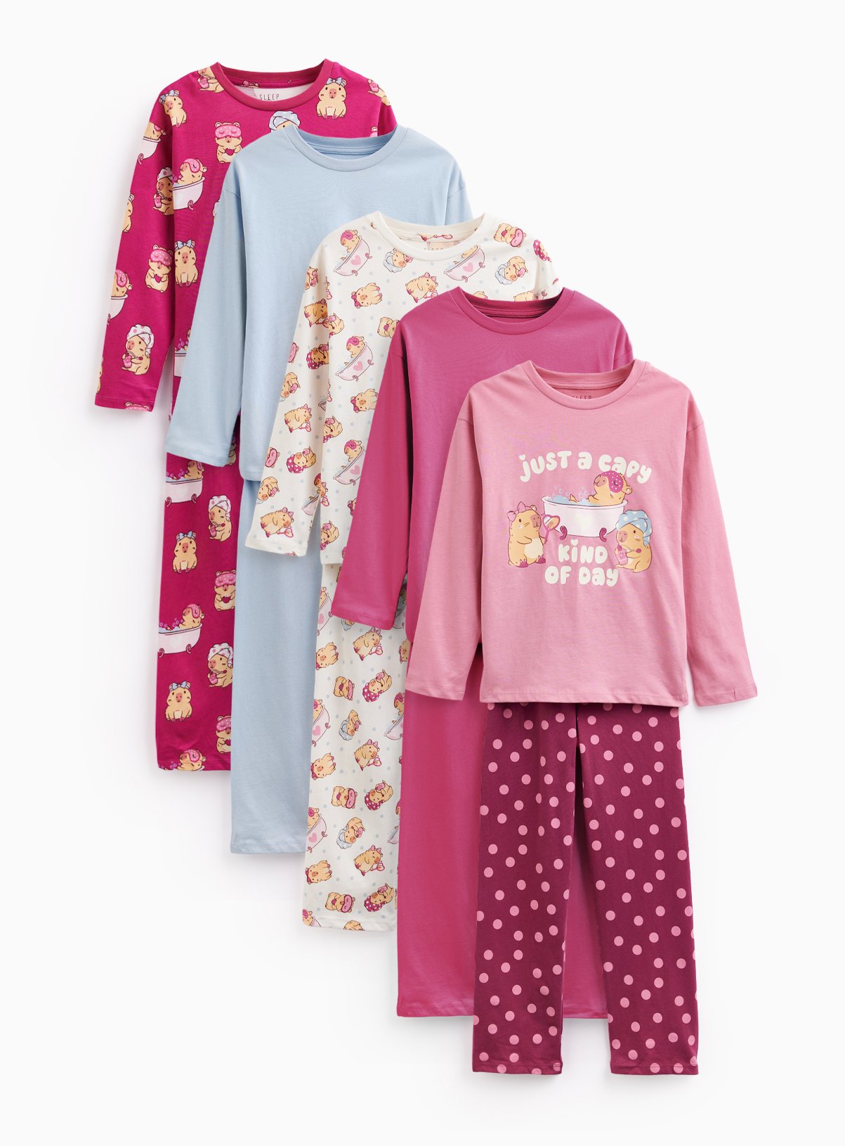 Capybara Print Pyjama Sets 5-Pack 