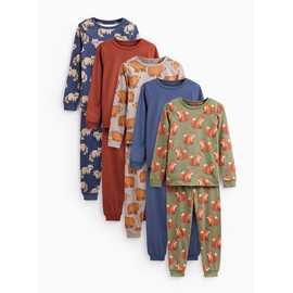 Multi Woodland Animal Print Pyjama Sets 5-Pack