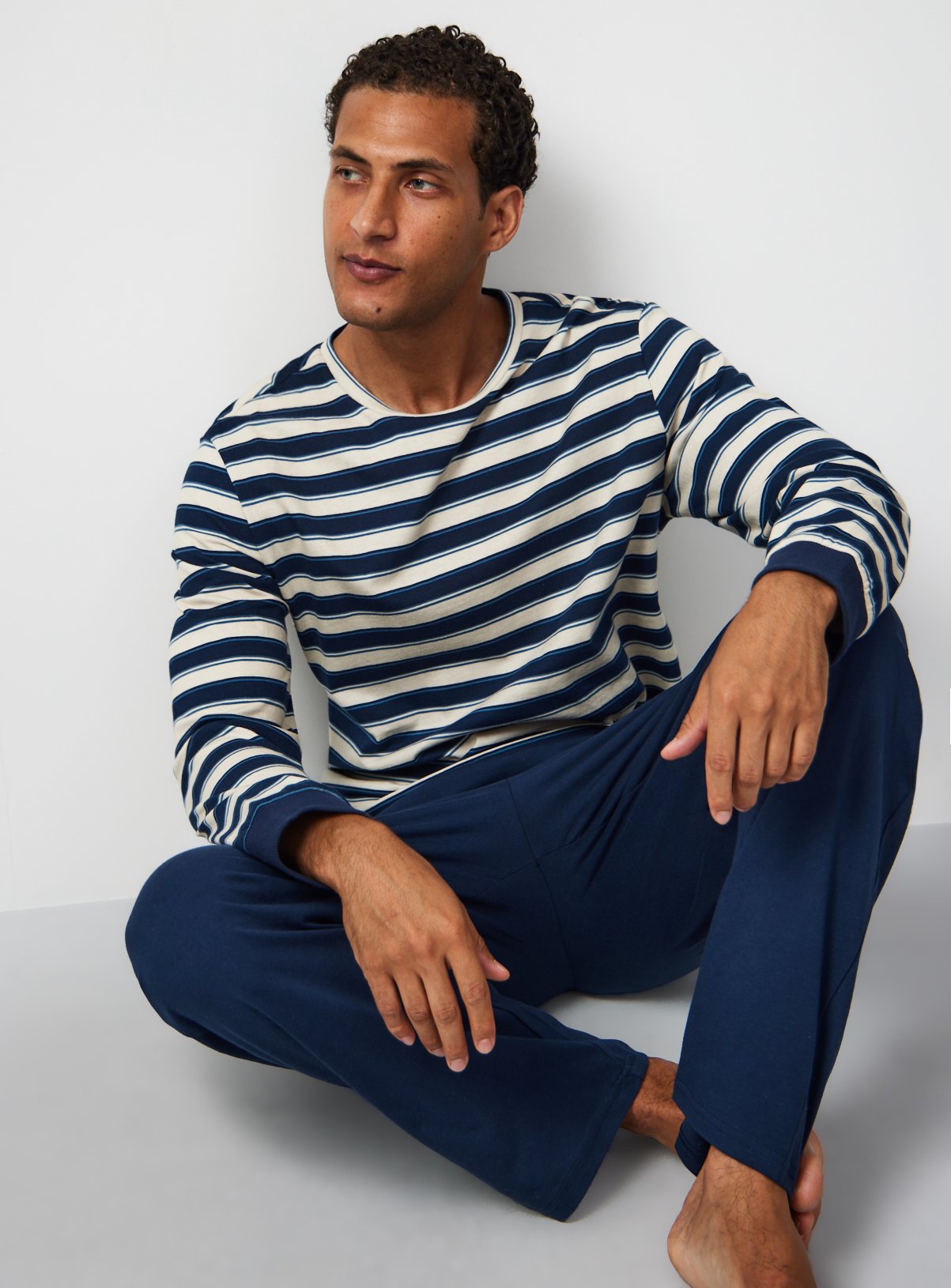 Blue Stripe Print Pyjamas 