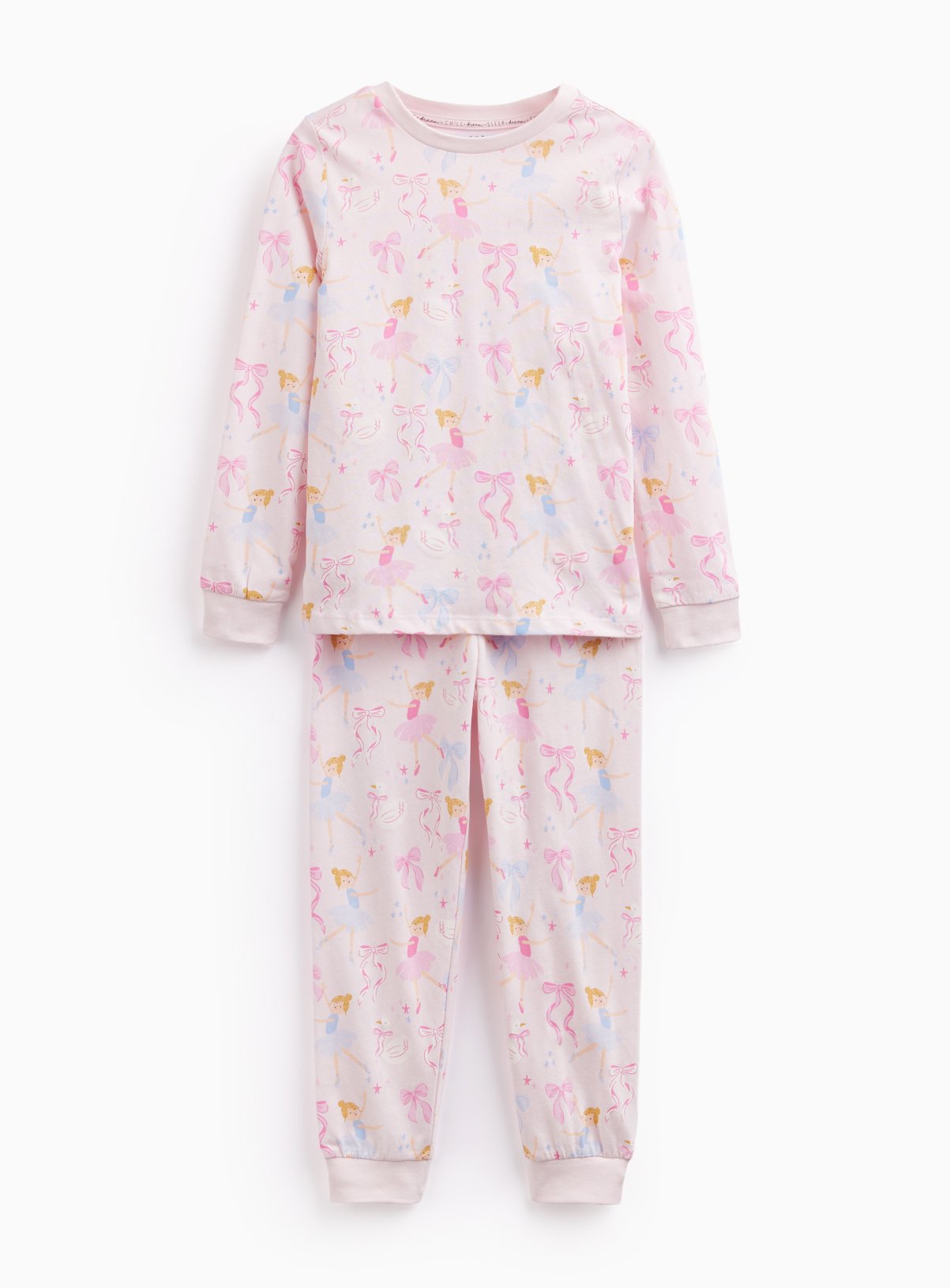 Pink Ballerina Print Pyjama Top & Bottom Set 