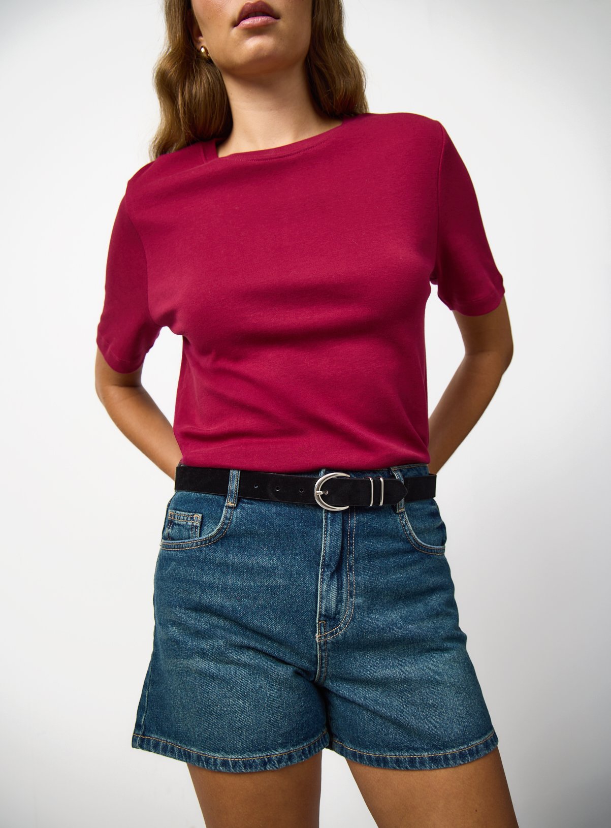 Denim A Line Belted Boy Shorts 