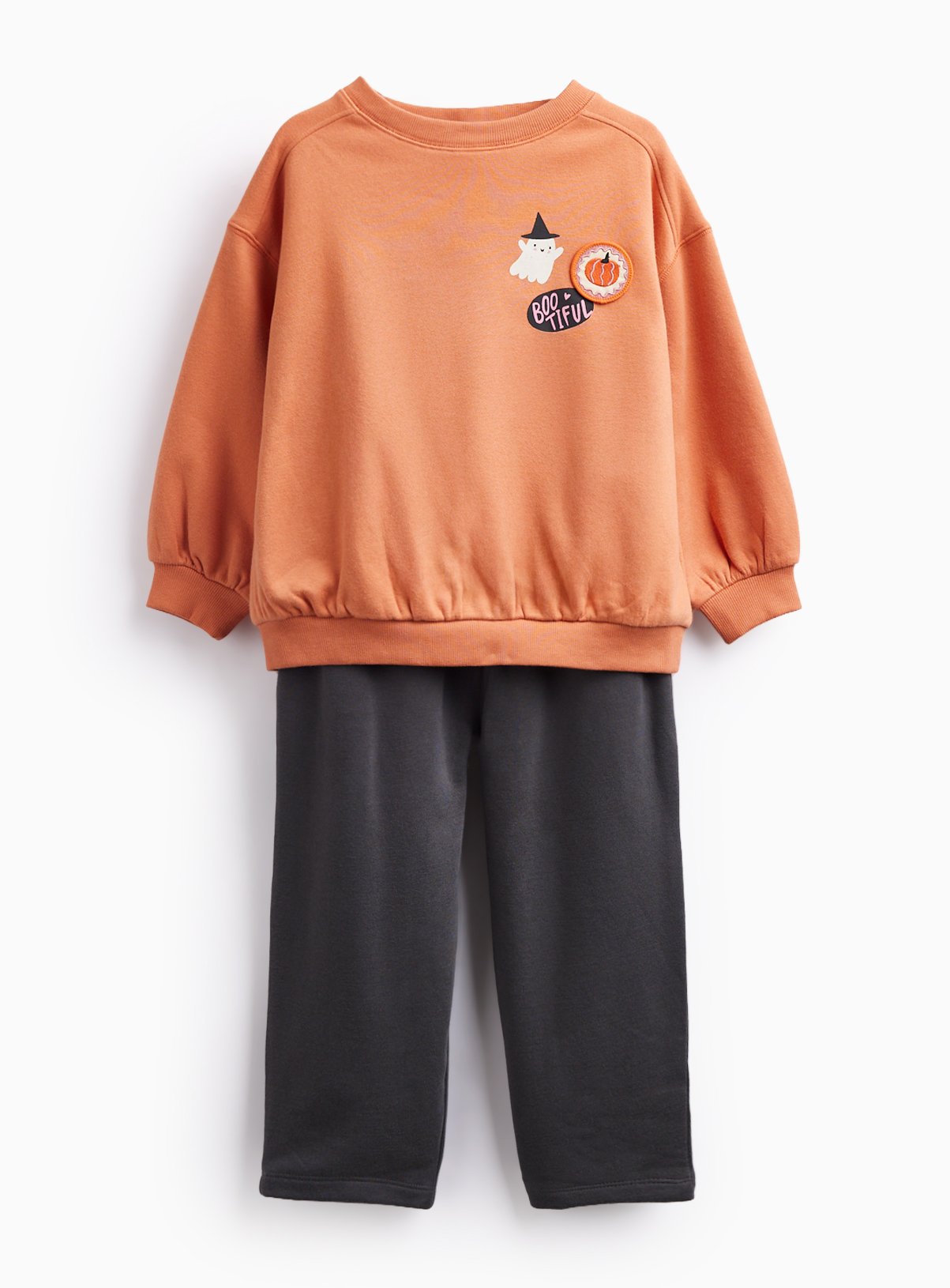 Halloween Orange & Grey Pumpkin Sweat Set 7-8 years