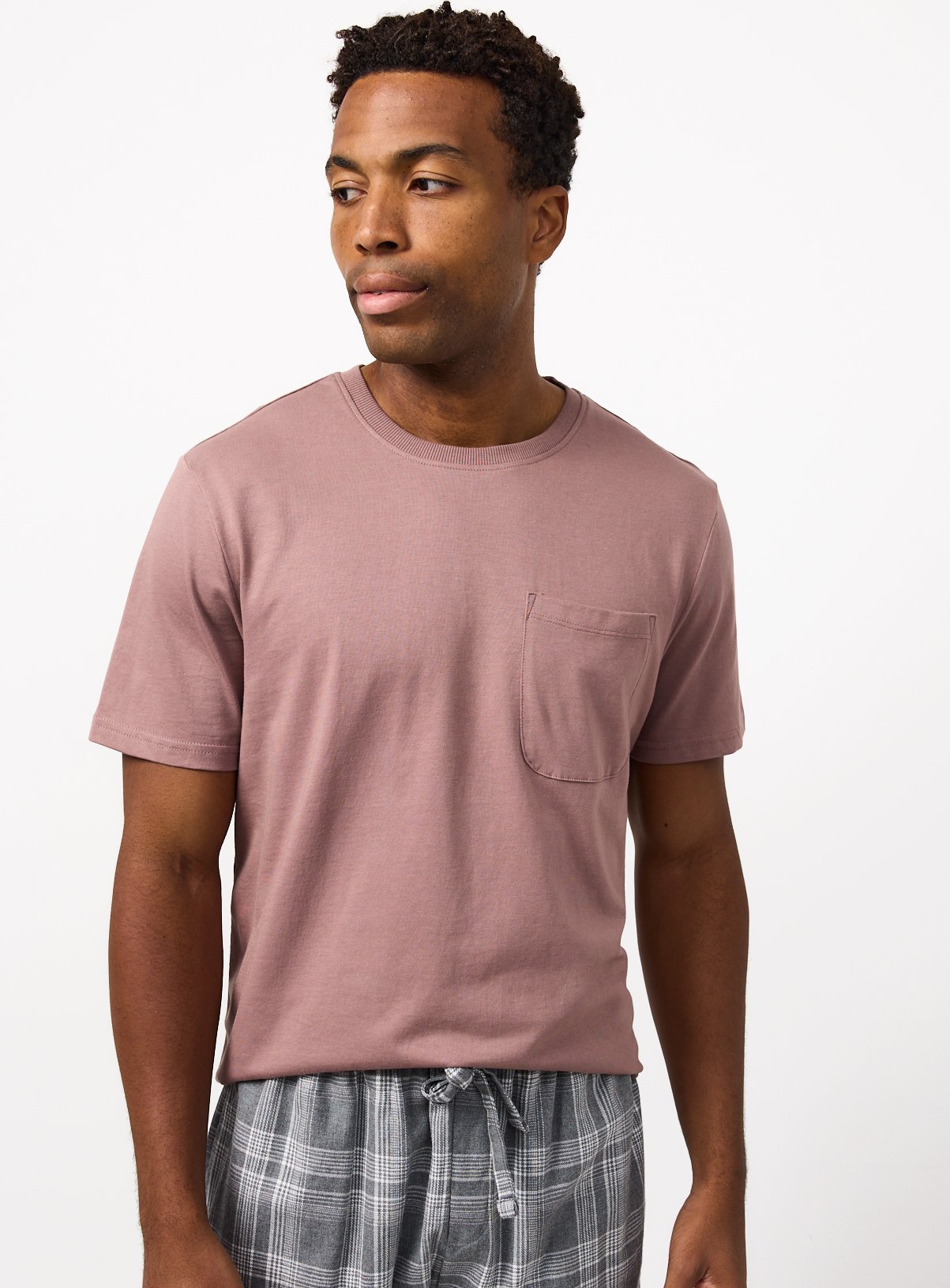 Mauve Pyjama Top & Grey Check Pyjamas  