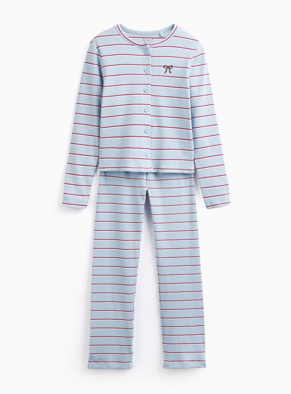 Blue Striped Rib Pyjama Set 