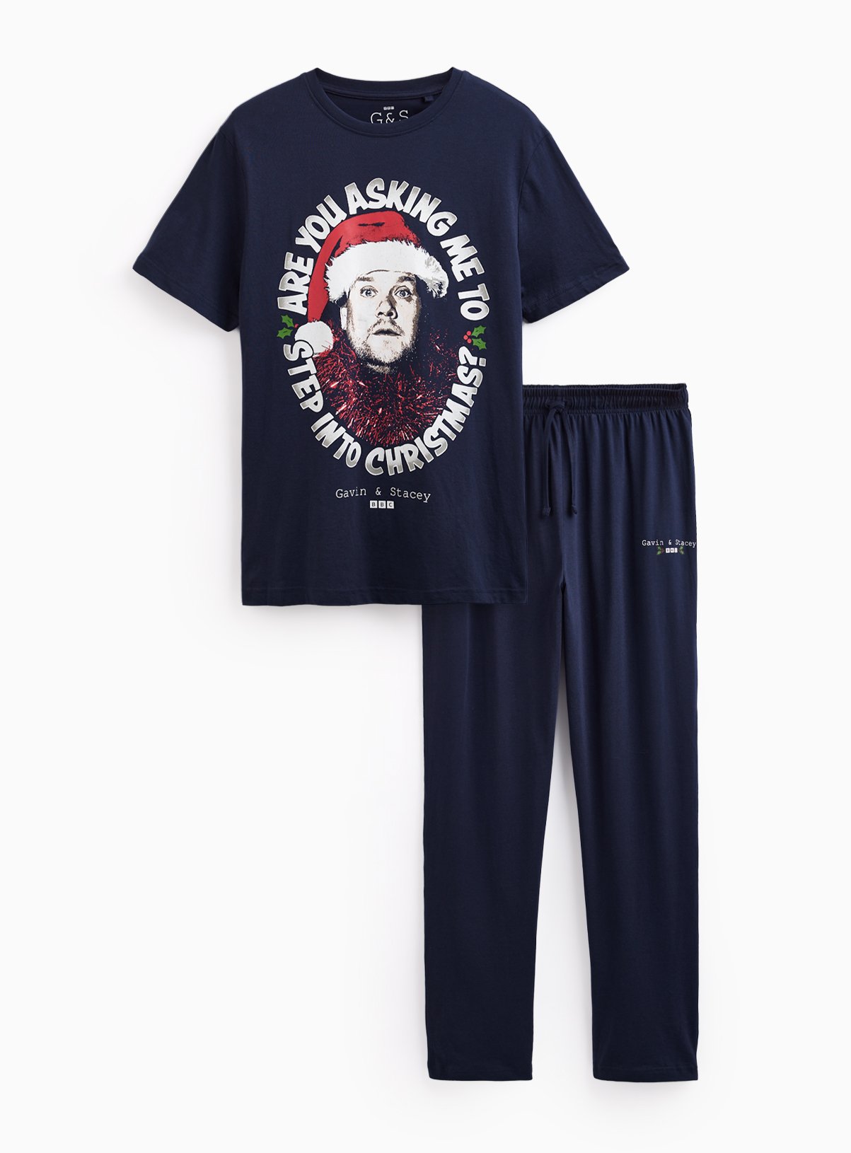 Christmas Gavin & Stacy Black Cotton Pyjama Set 