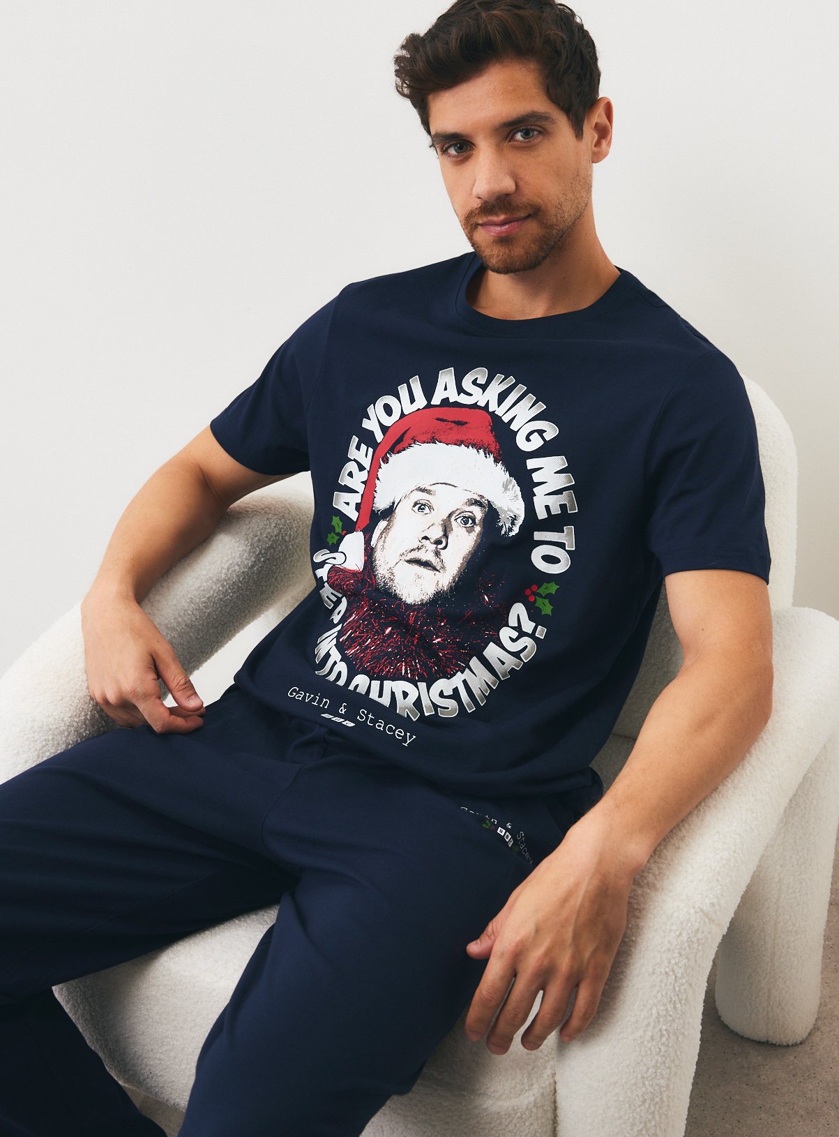 Christmas Gavin & Stacy Black Cotton Pyjama Set 