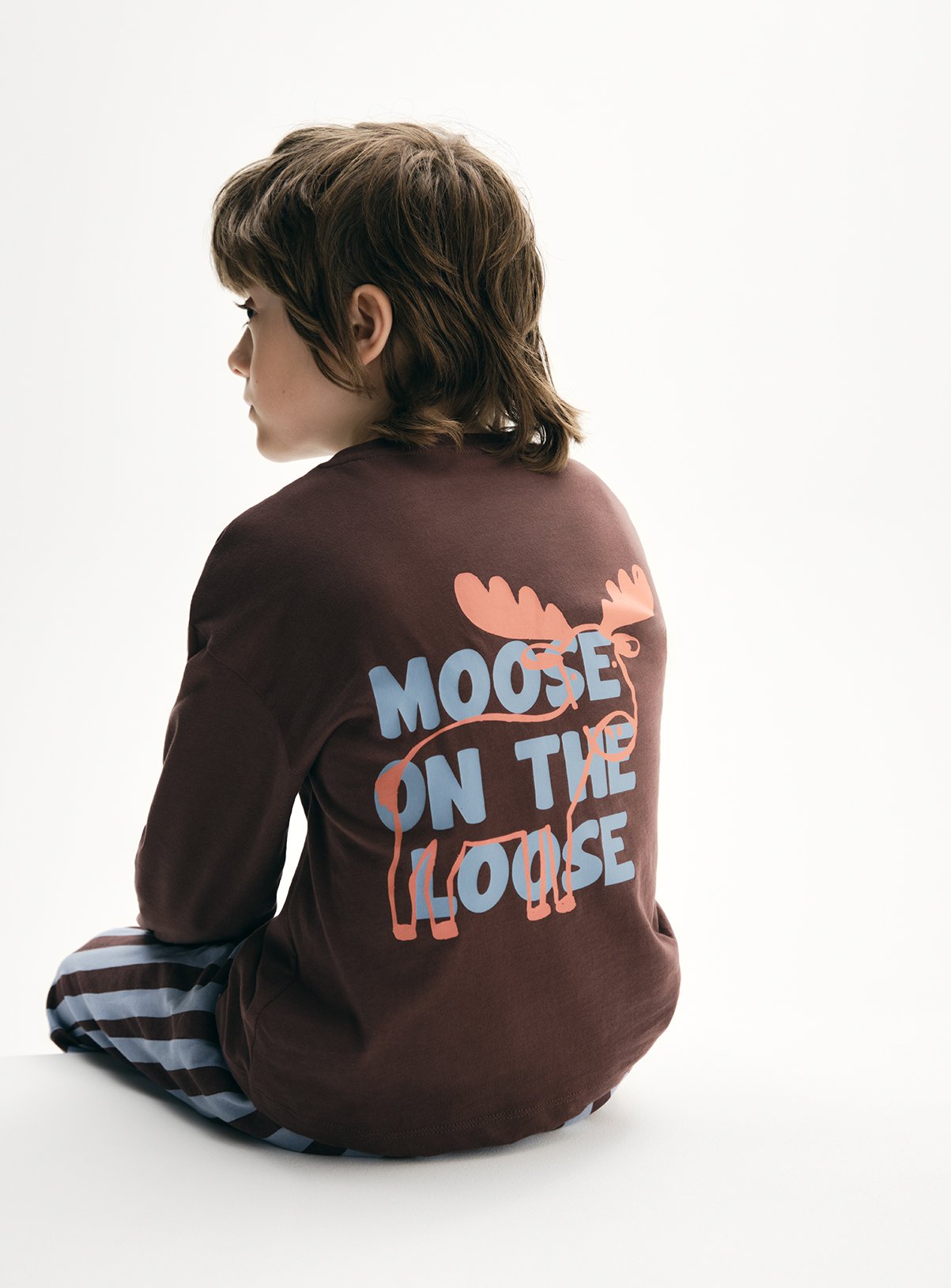 Red Moose Stripe Jersey Long Sleeve Pyjama Set 