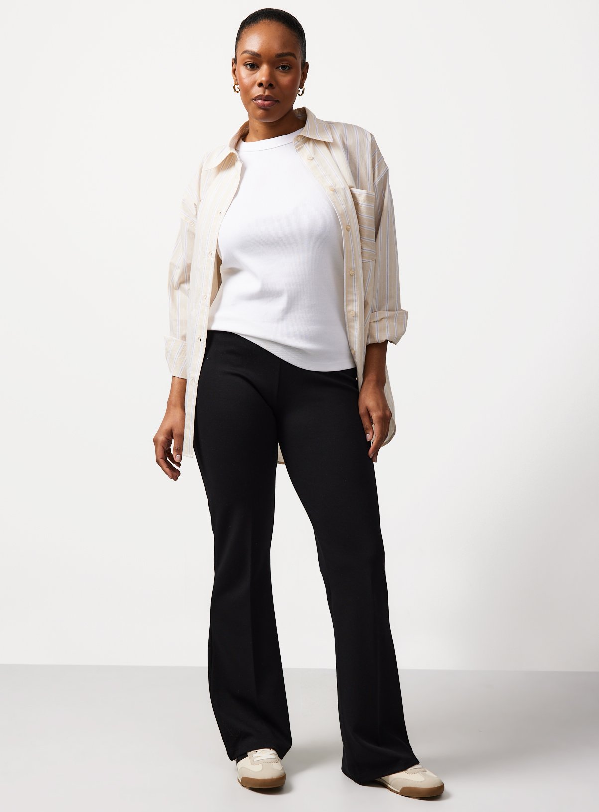 Black Jersey Flared Trousers