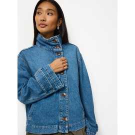 Mid Wash Denim Funnel Neck Jacket