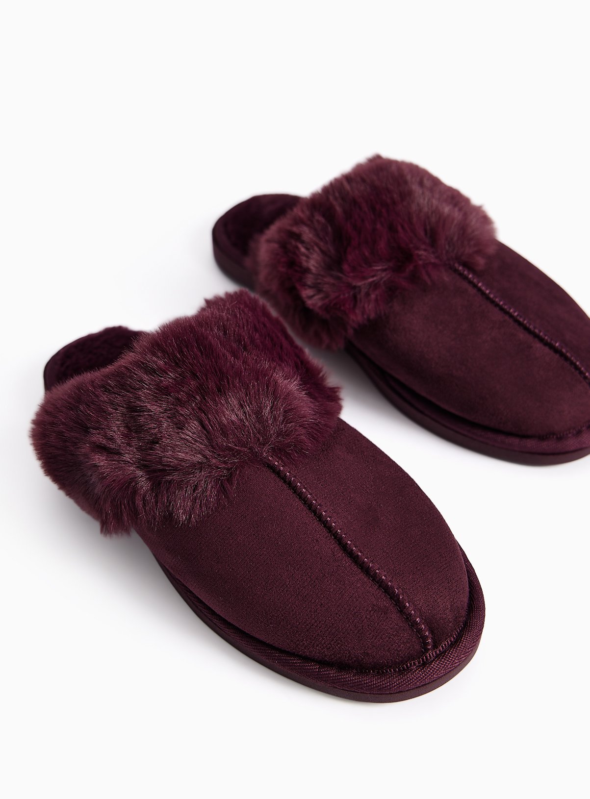 Mulberry Fur Trim Microfibre Mule Slippers 