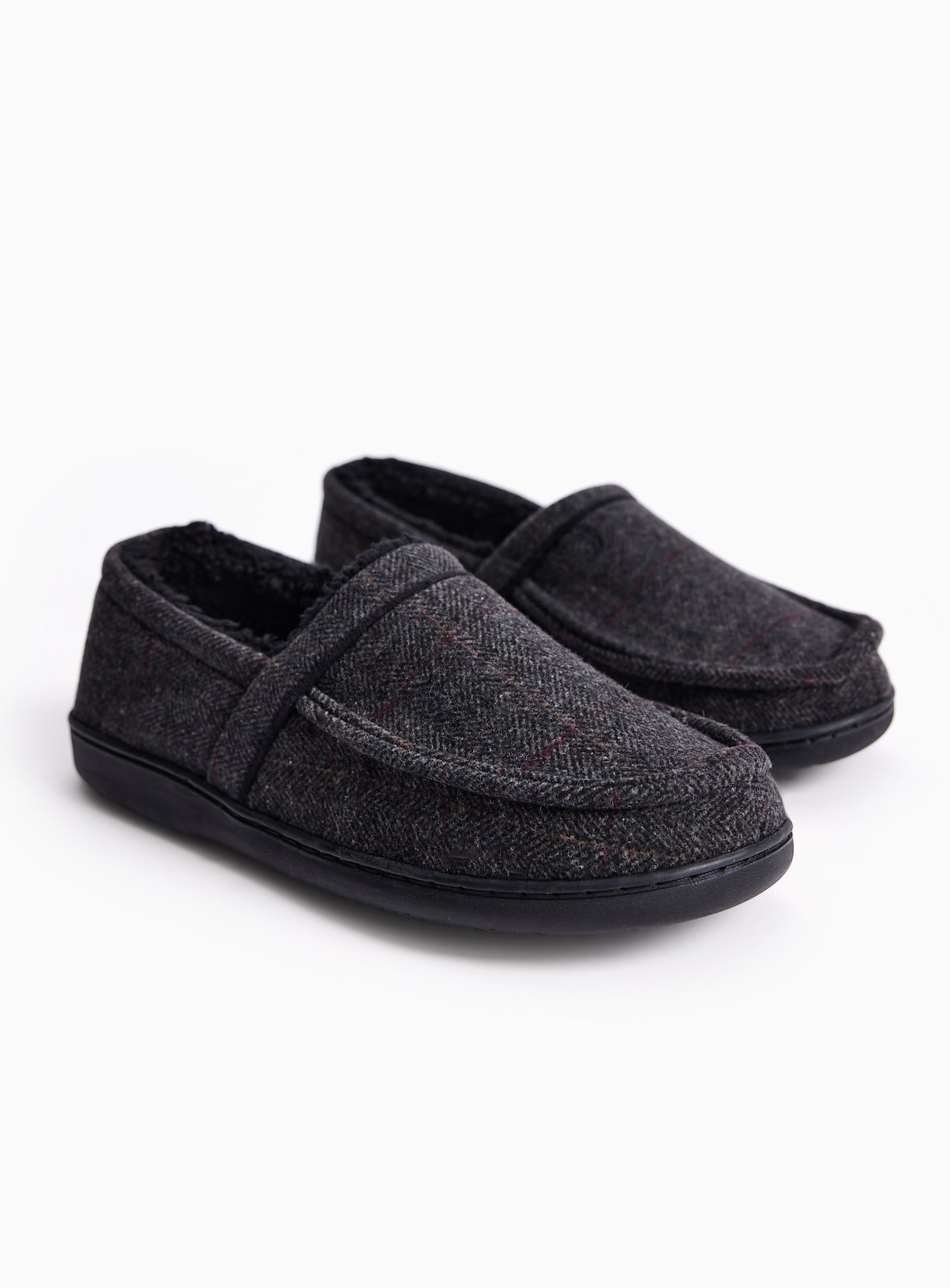 Grey Felt-Look Slippers  