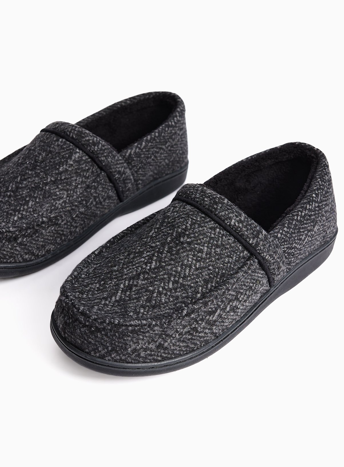 Grey Herringbone Slippers 