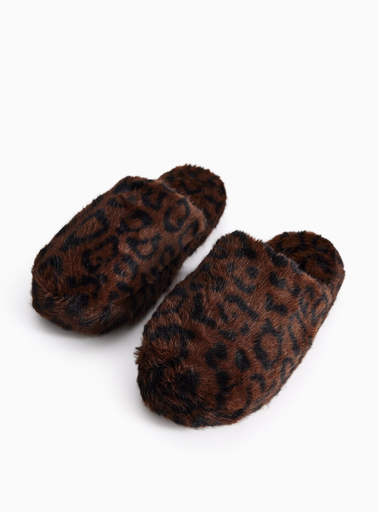 Brown Plush Faux Fur Mule Slippers 
