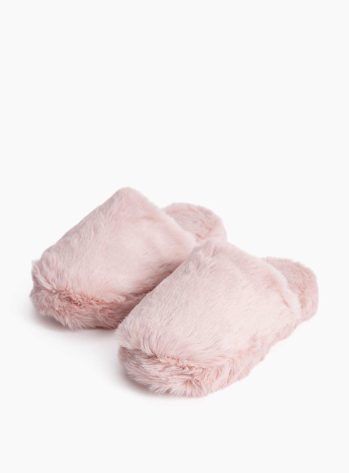 Pink Plush Faux Fur Mule Slippers 