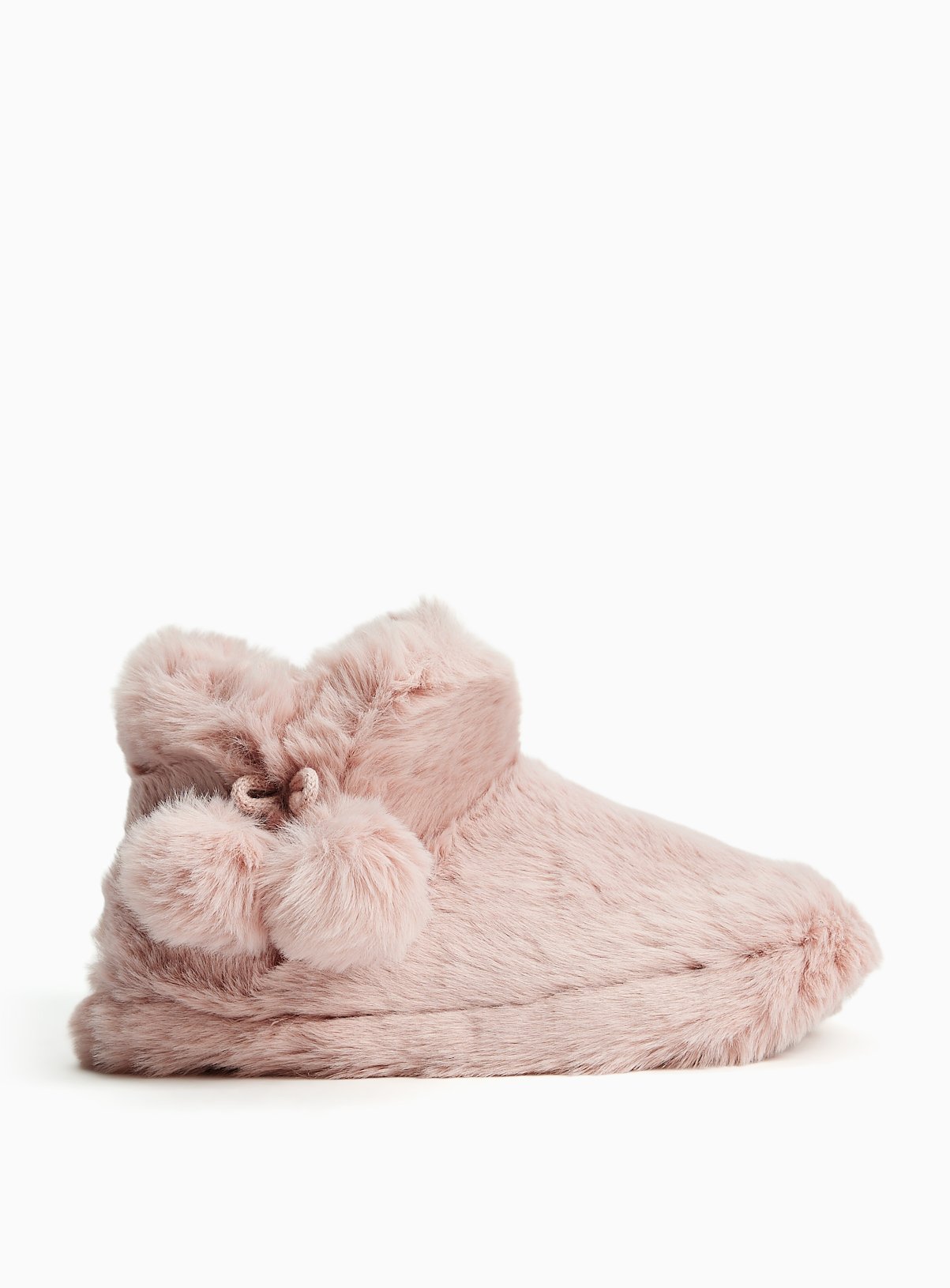 Pink Plush Bootie Slippers with Toggles 