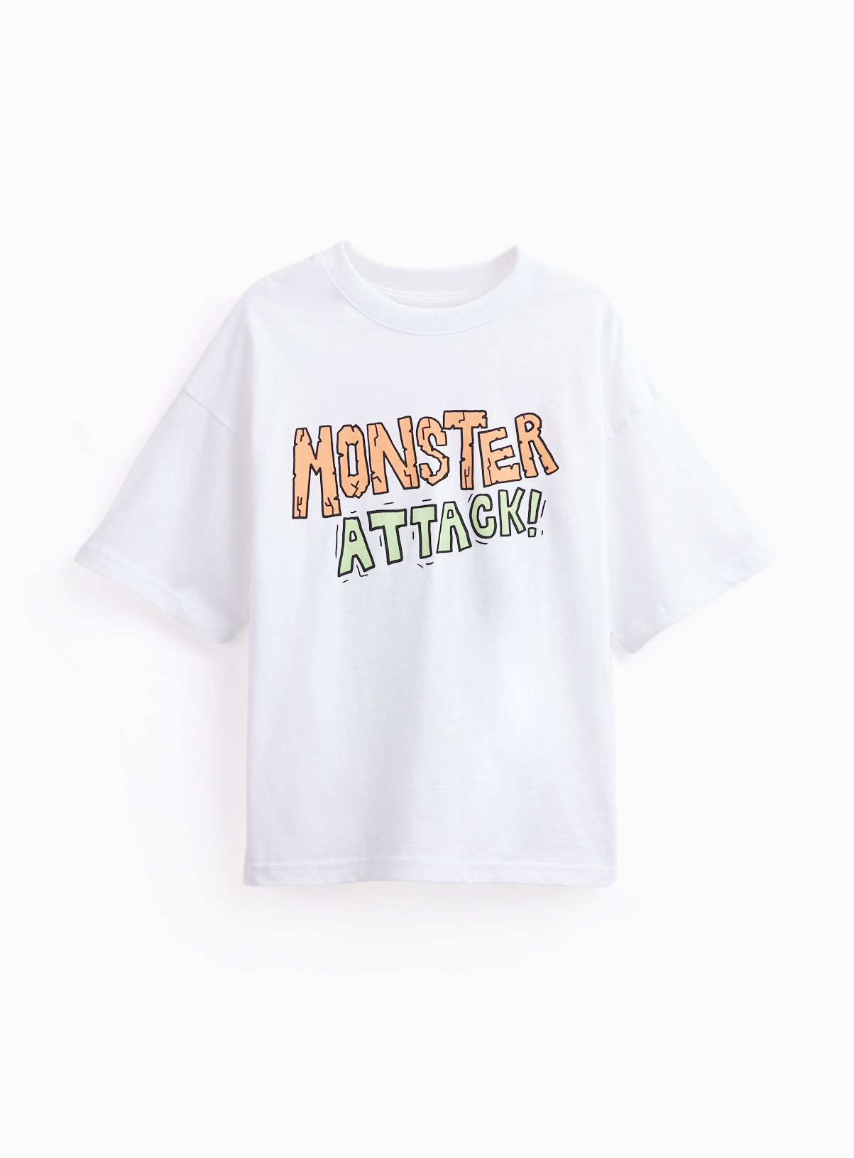 White Monster Attack Graphic T-Shirt 7 years