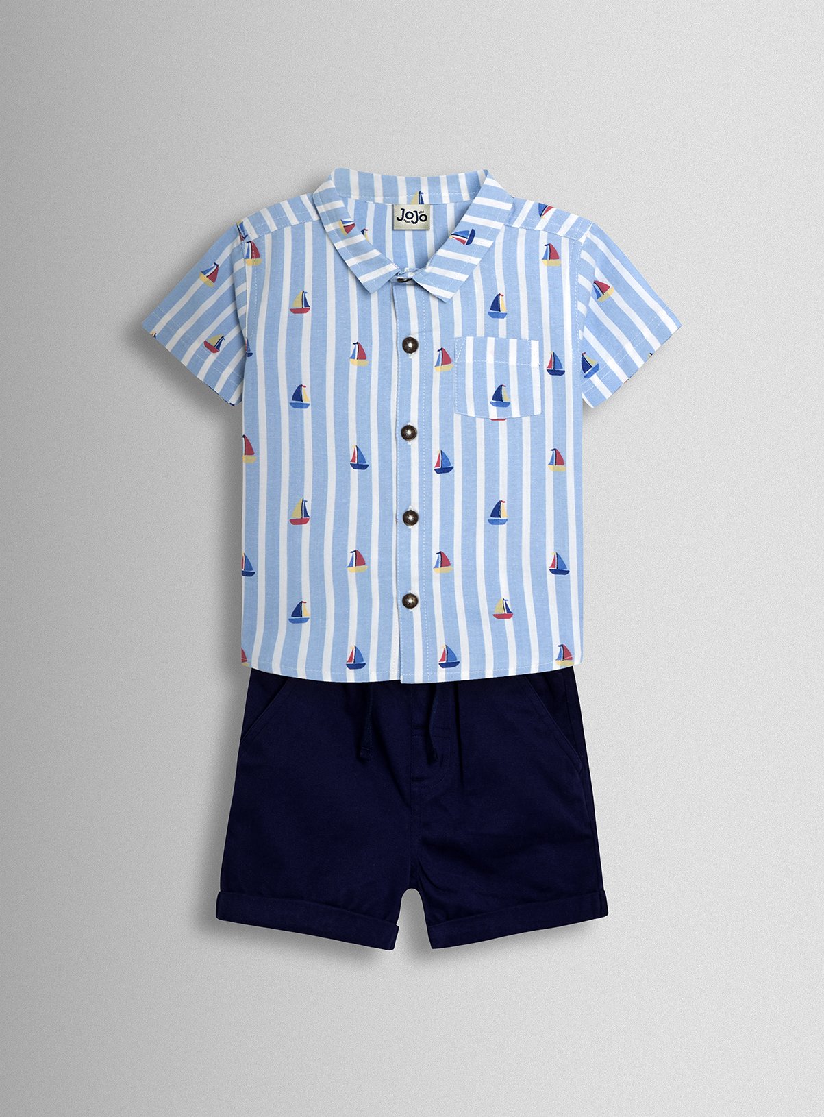 JOJO MAMAN BÉBÉ 2 Piece Sailboat Shirt & Twill Shorts Set 18-24 months