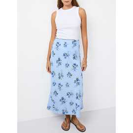 Floral Print Midaxi Slip Skirt