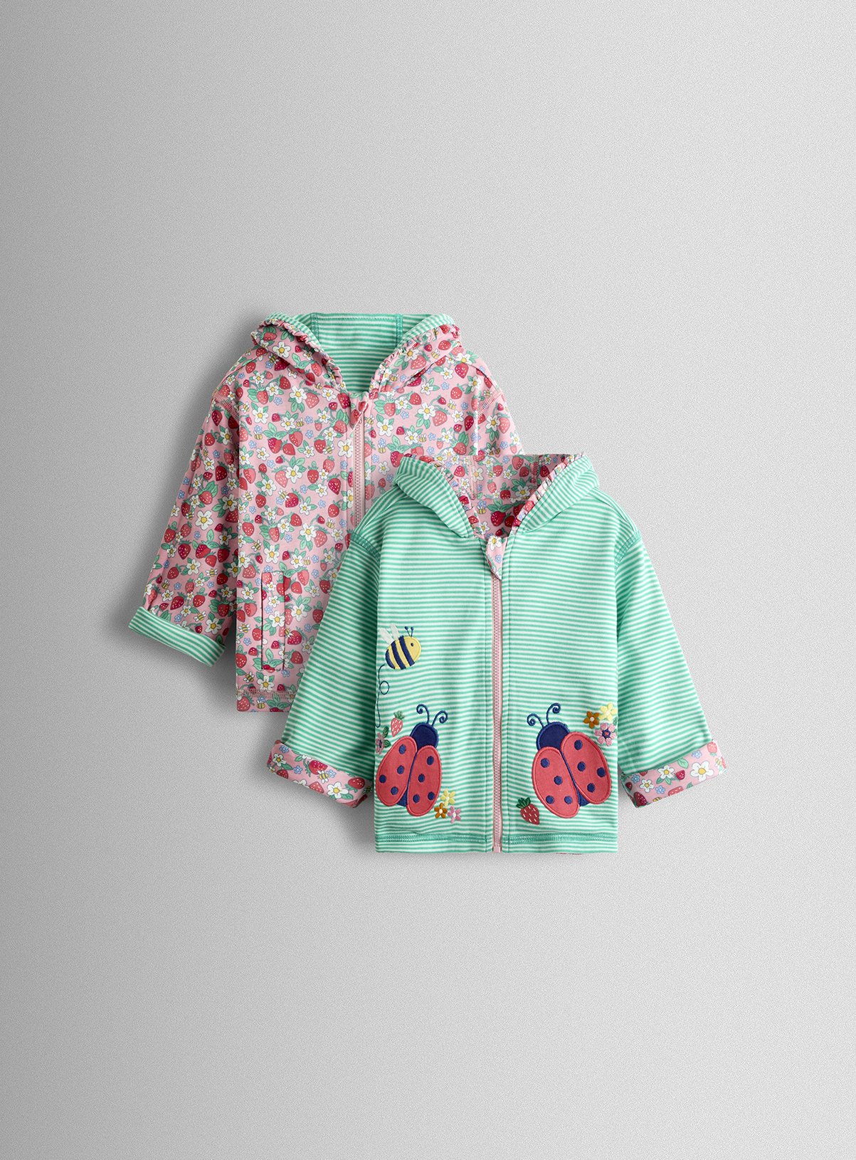 JOJO MAMAN BÉBÉ Strawberry And Ladybird Reversible Hoodie 5-6 Years