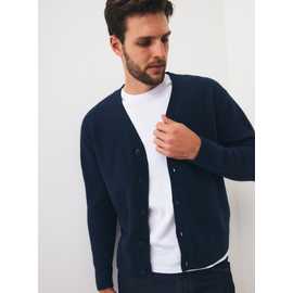 Navy Relaxed V-Neck Marl Cardigan