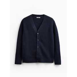 Navy Relaxed V-Neck Marl Cardigan