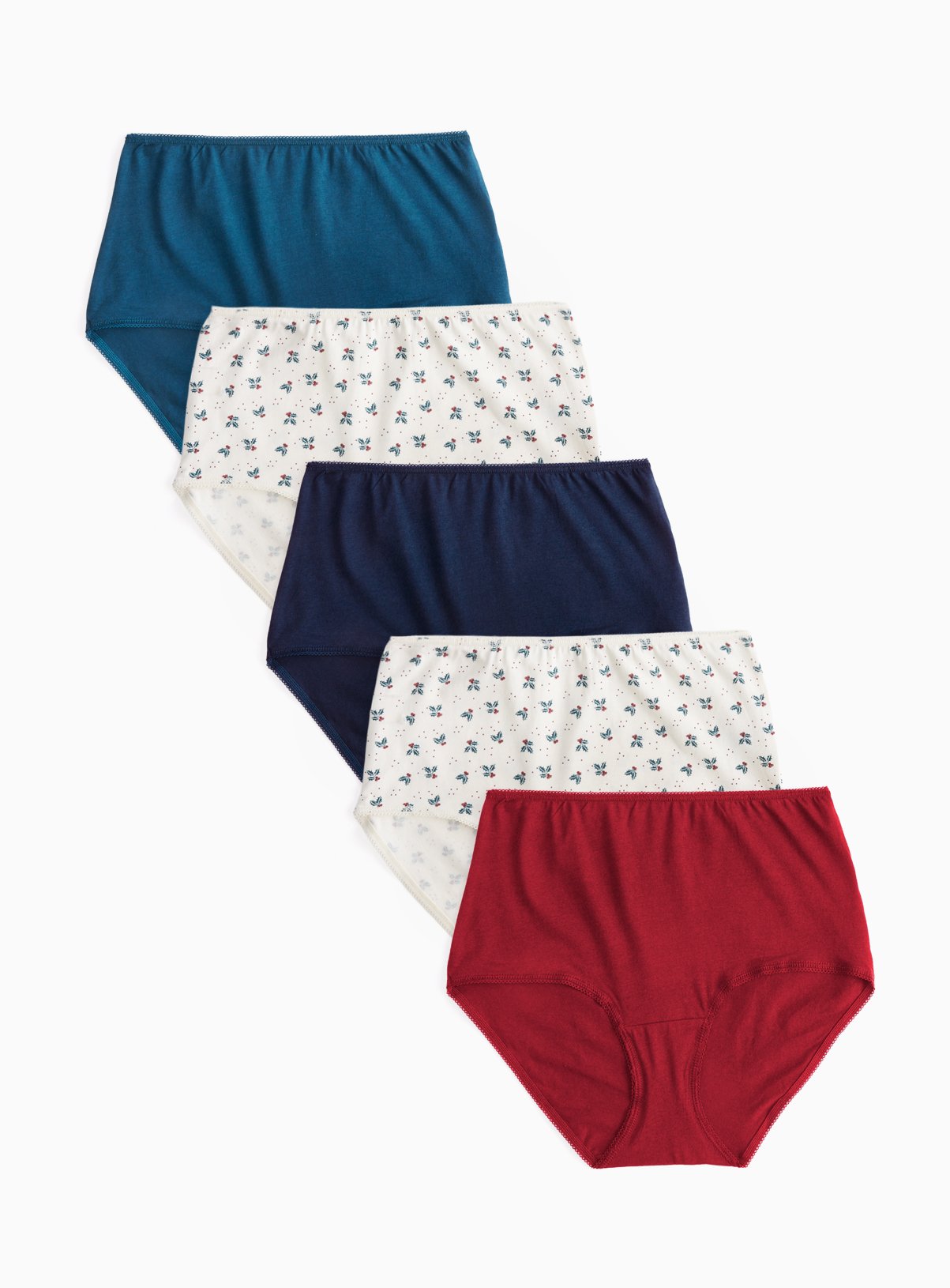 Christmas Holly Full Briefs 5 Pack 
