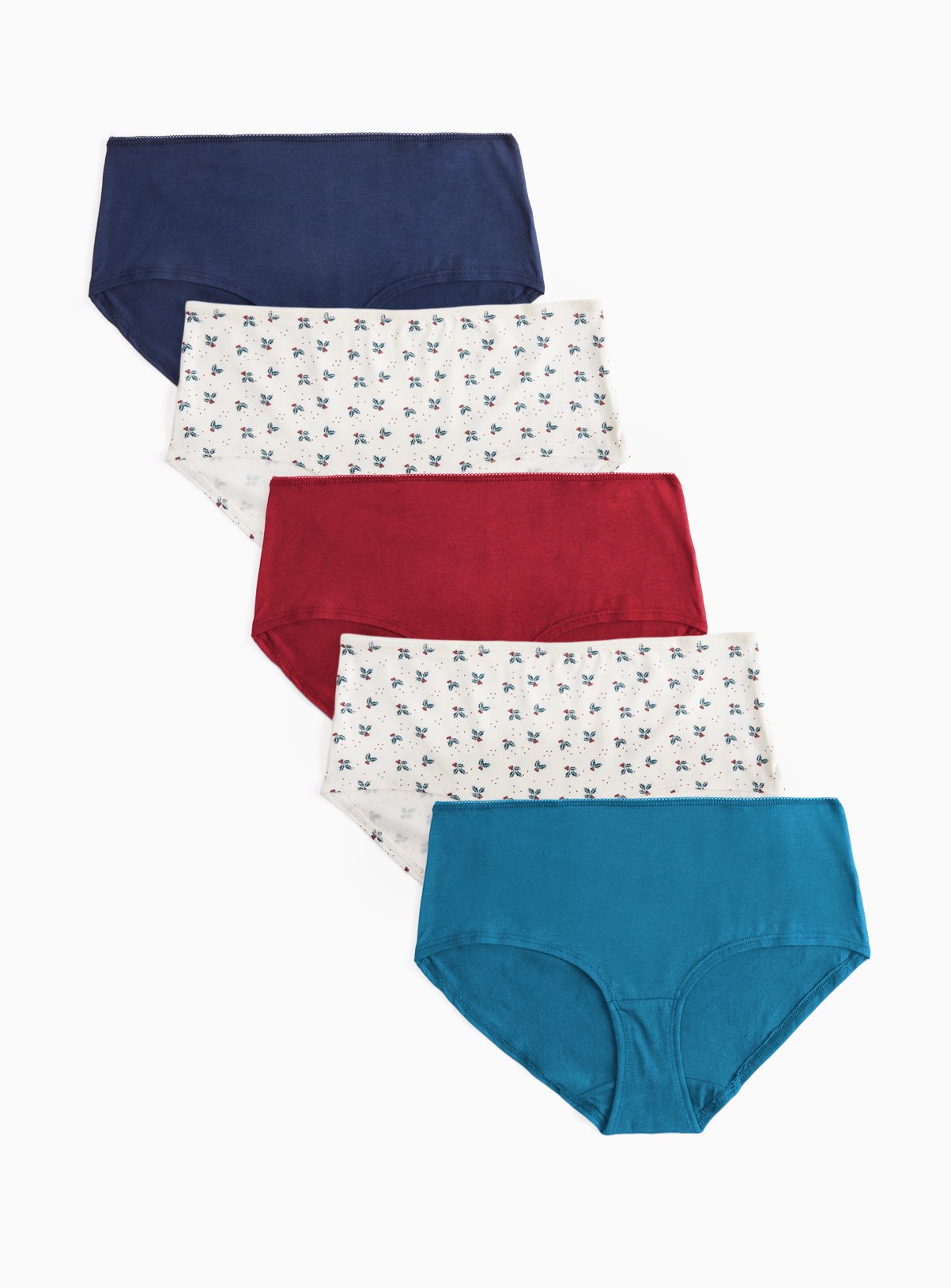 Christmas Holly Short Knickers 5 Pack 