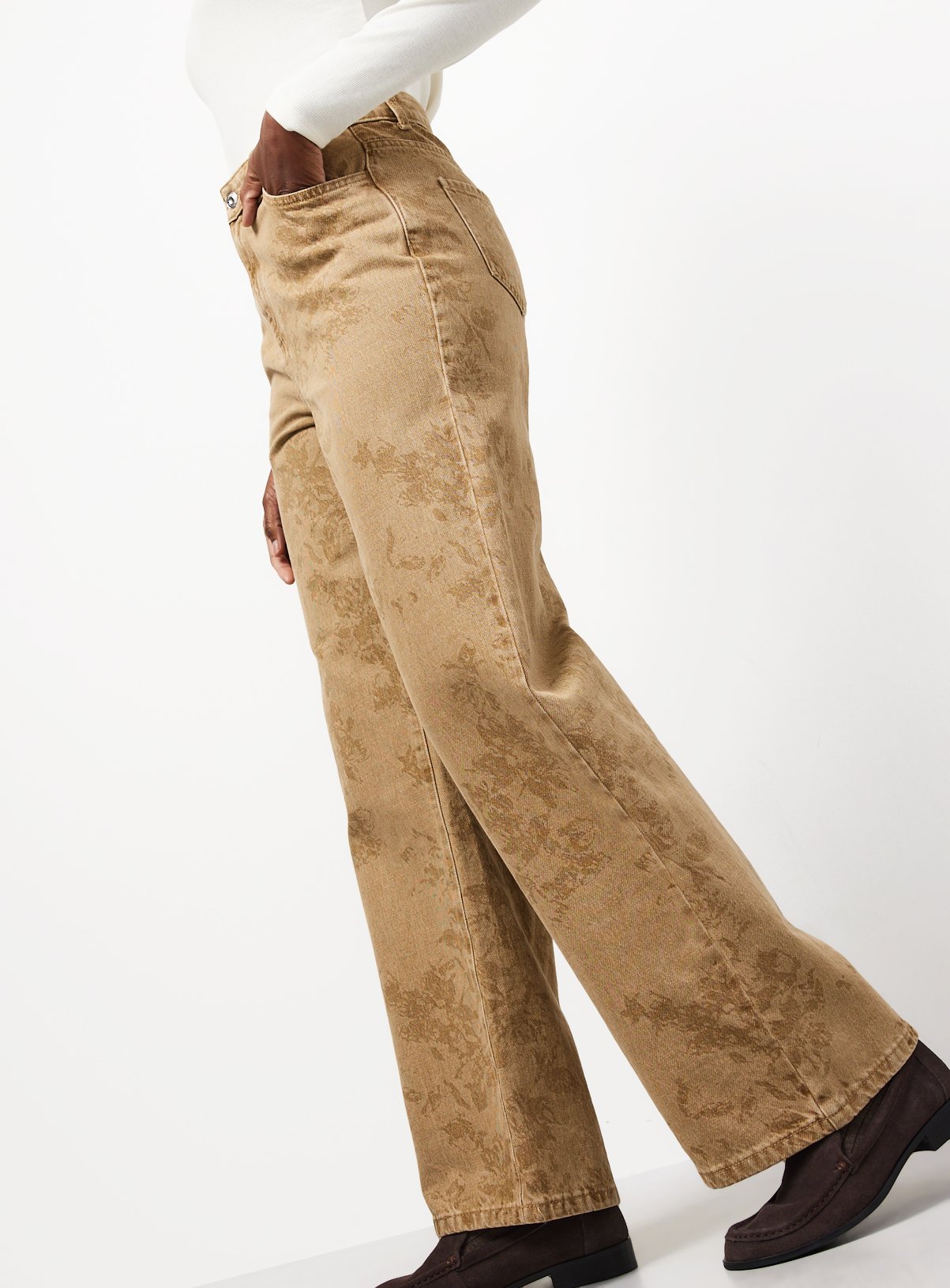 Ochre Floral Wide Leg Jeans 