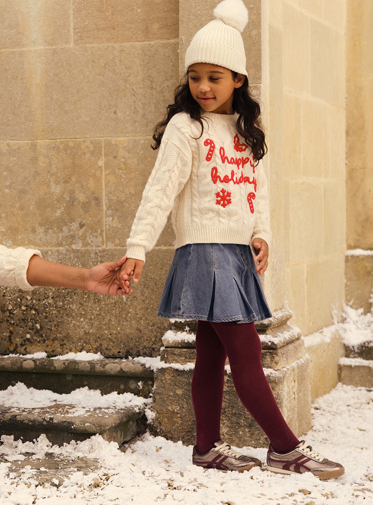 Mini Me Happy Holidays Cable Knit Jumper 