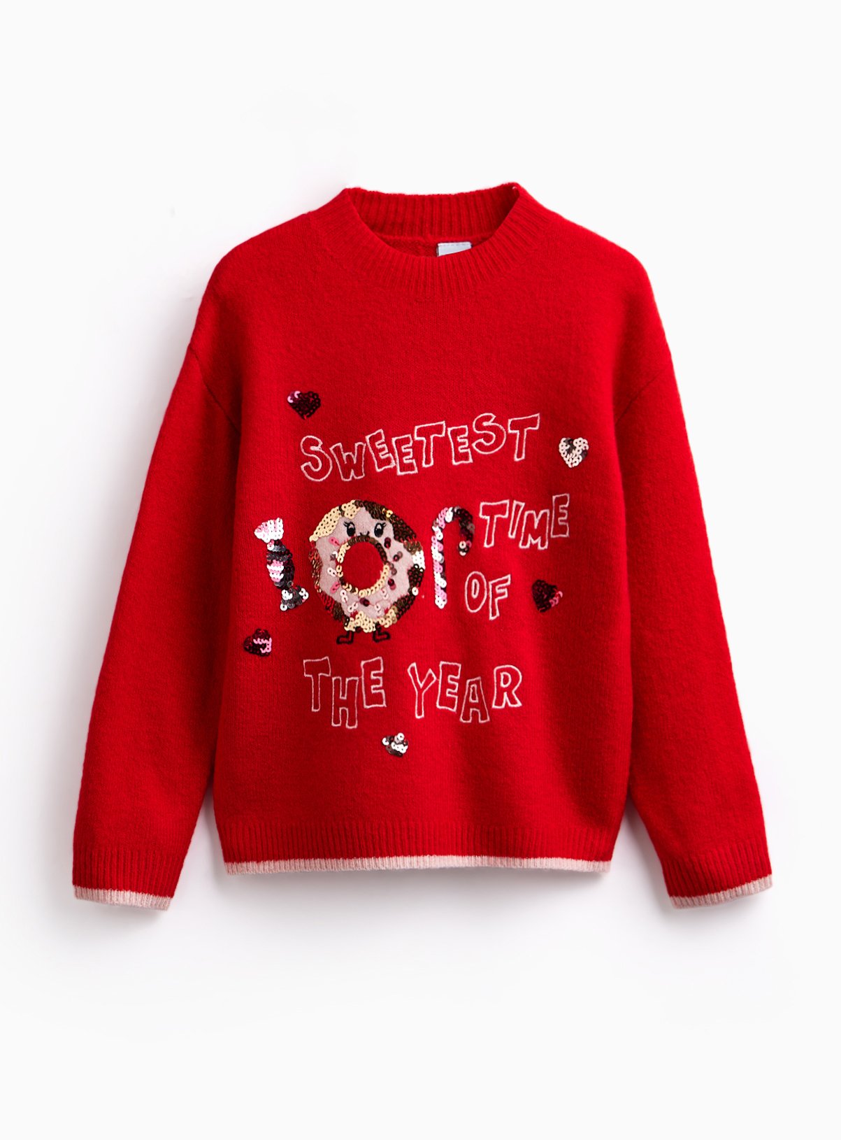 Red Sweetest Time of the Year Sequin Christmas Jumper 