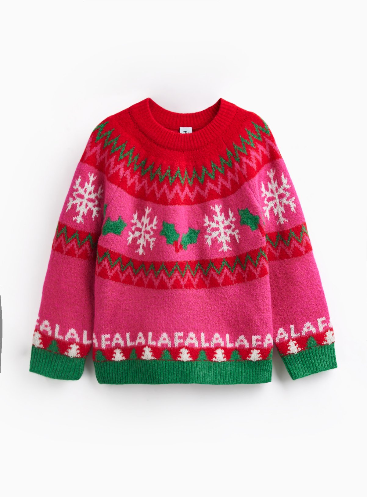 Pink Fairisle-Style Knitted Christmas Jumper 