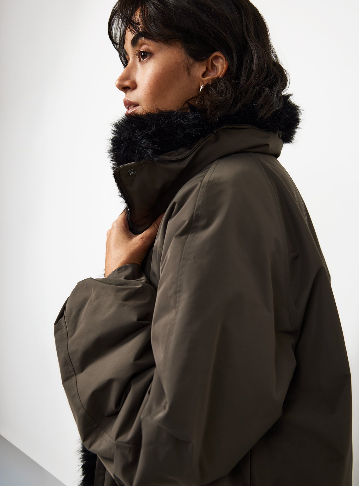 Faux Fur Collar Bomber Jacket 