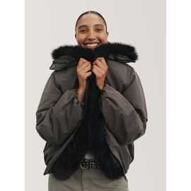 Faux Fur Collar Bomber Jacket