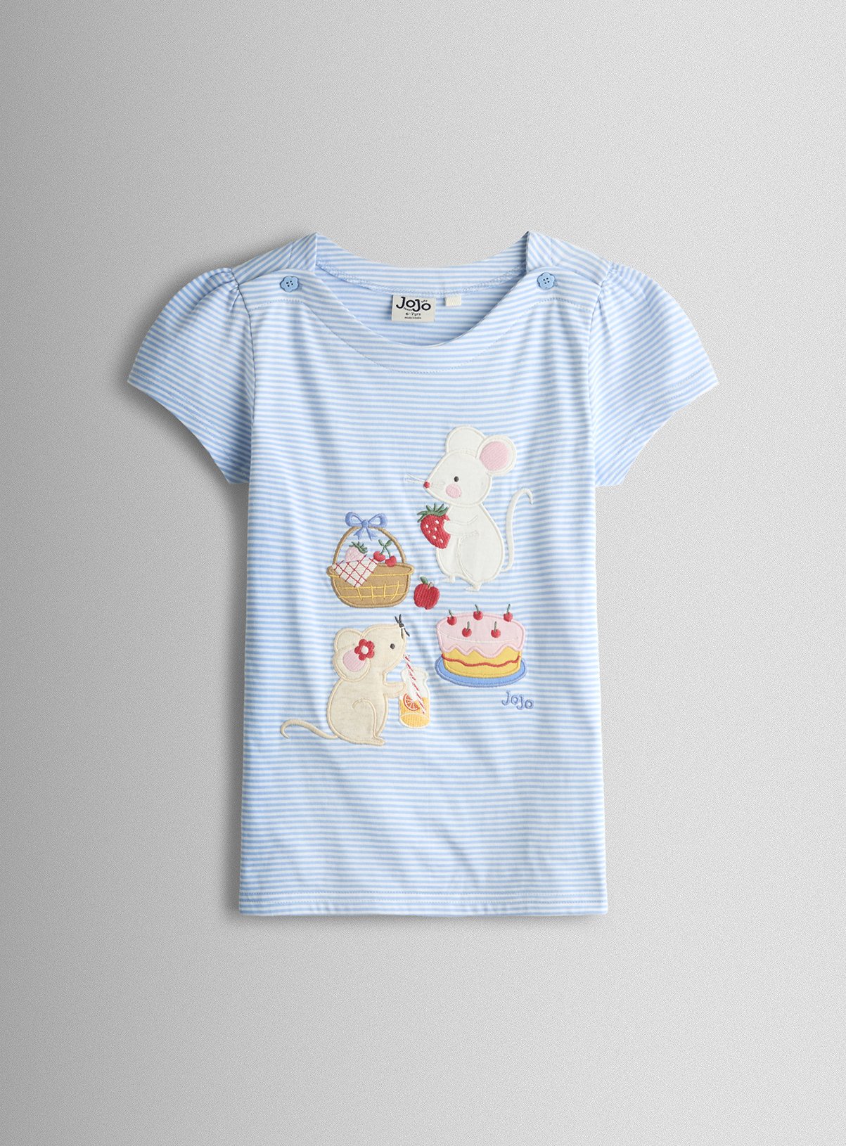 JOJO MAMAN BÉBÉ Mouse Picnic Applique T Shirt 5-6 Years