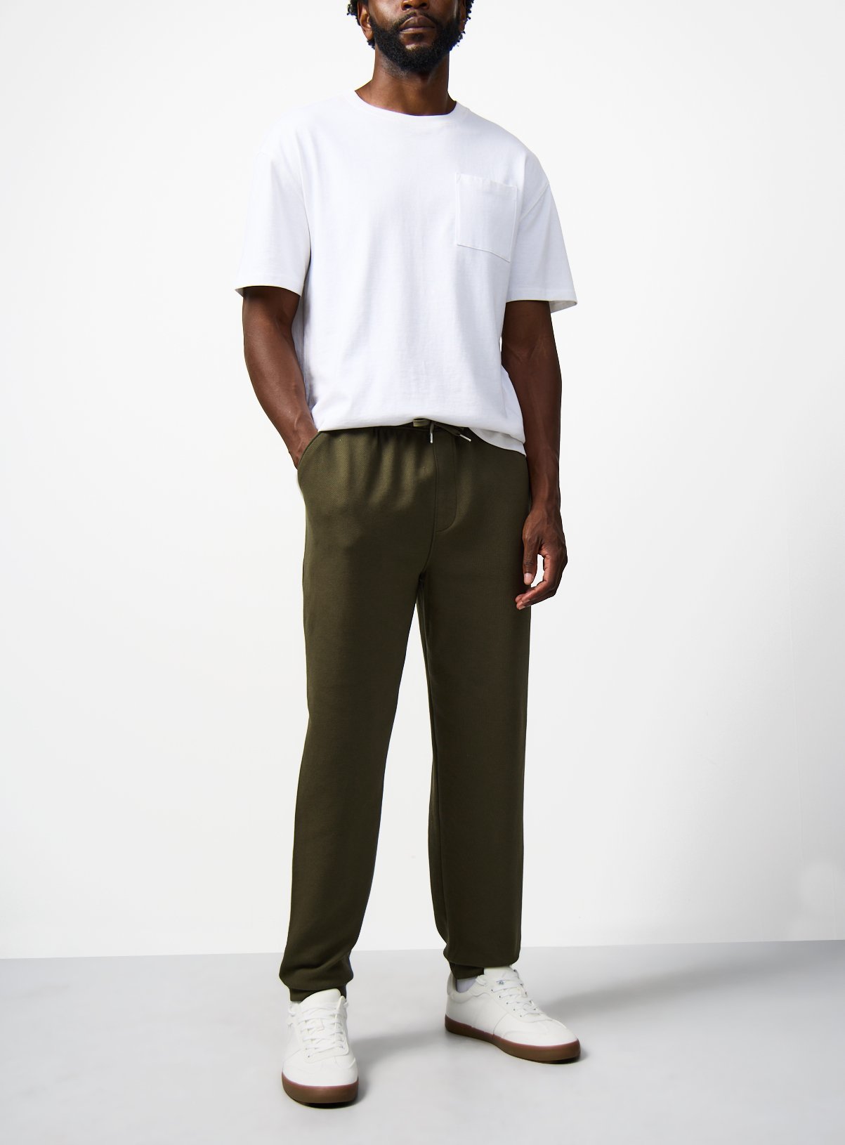 Khaki Twill Cuffed Joggers 