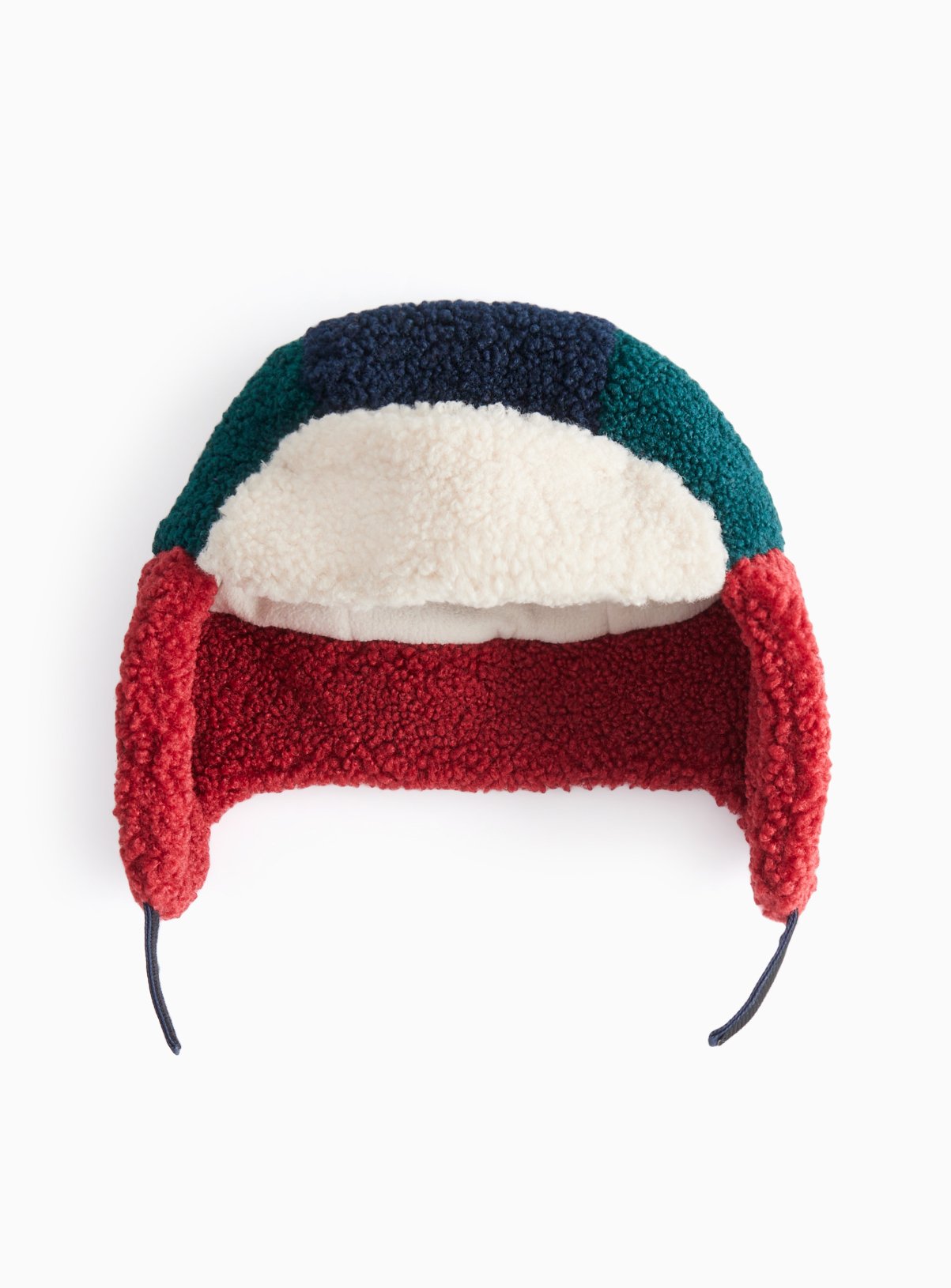 Navy Colour Block Borg Trapper Hat 