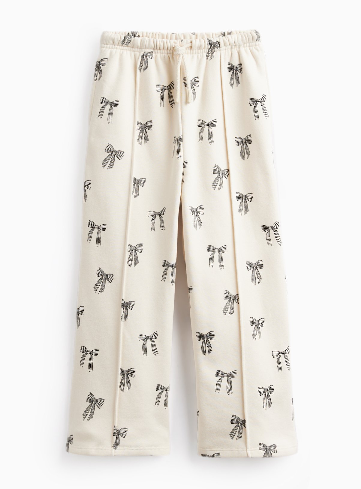 Cream Bow Print Wide Leg Joggers 10 years