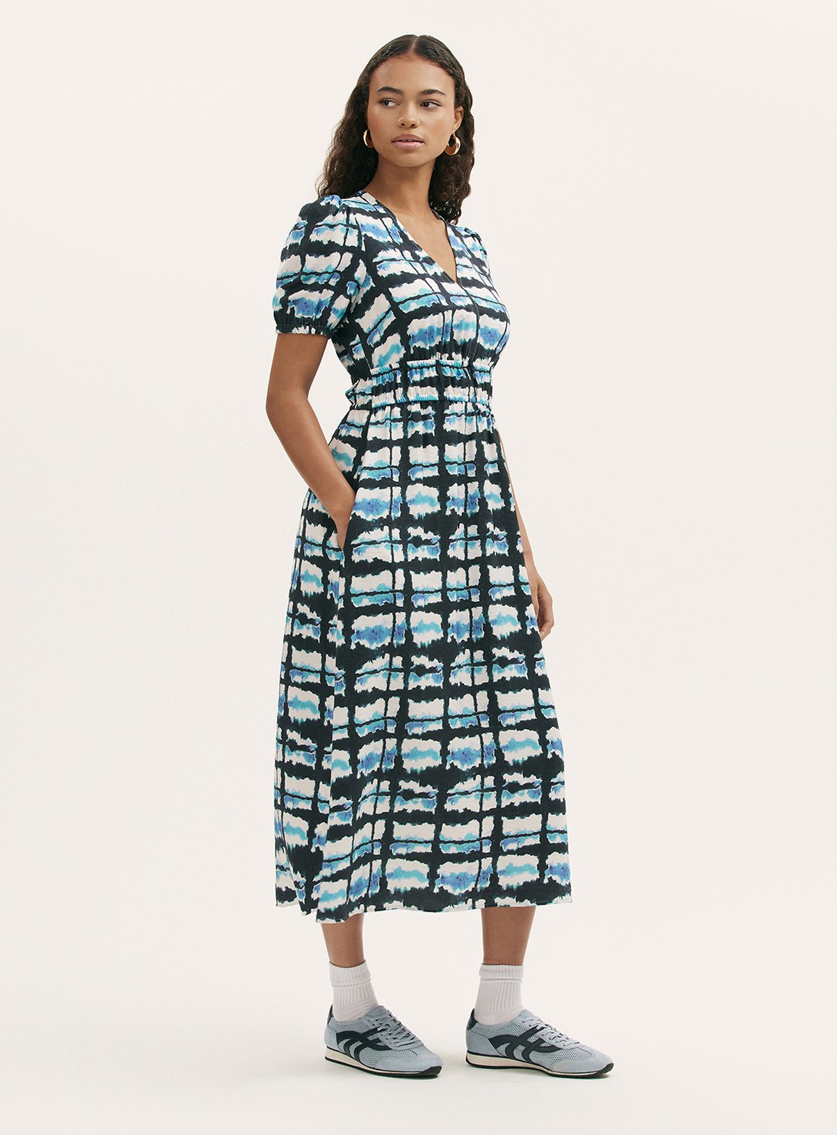FINERY Katerina Dress Blue Tie Dye 