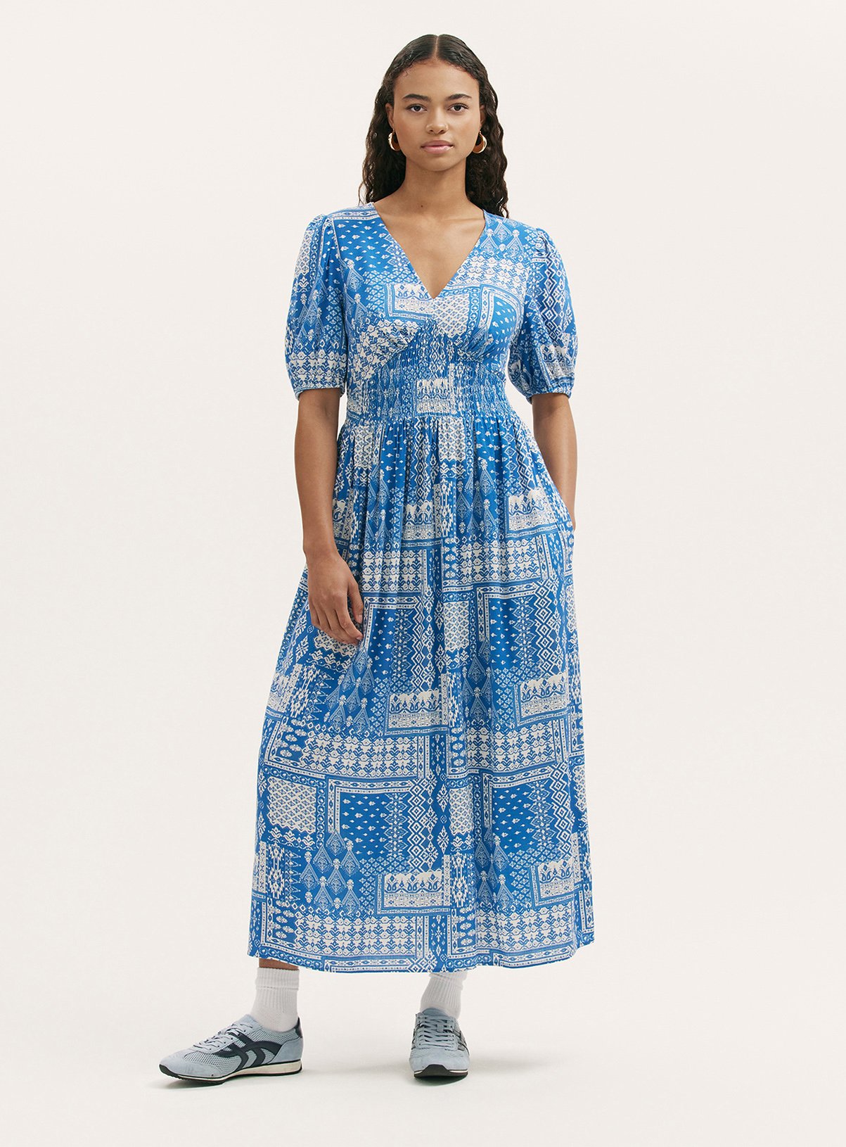 FINERY Kiara Dress Blue Aztec 