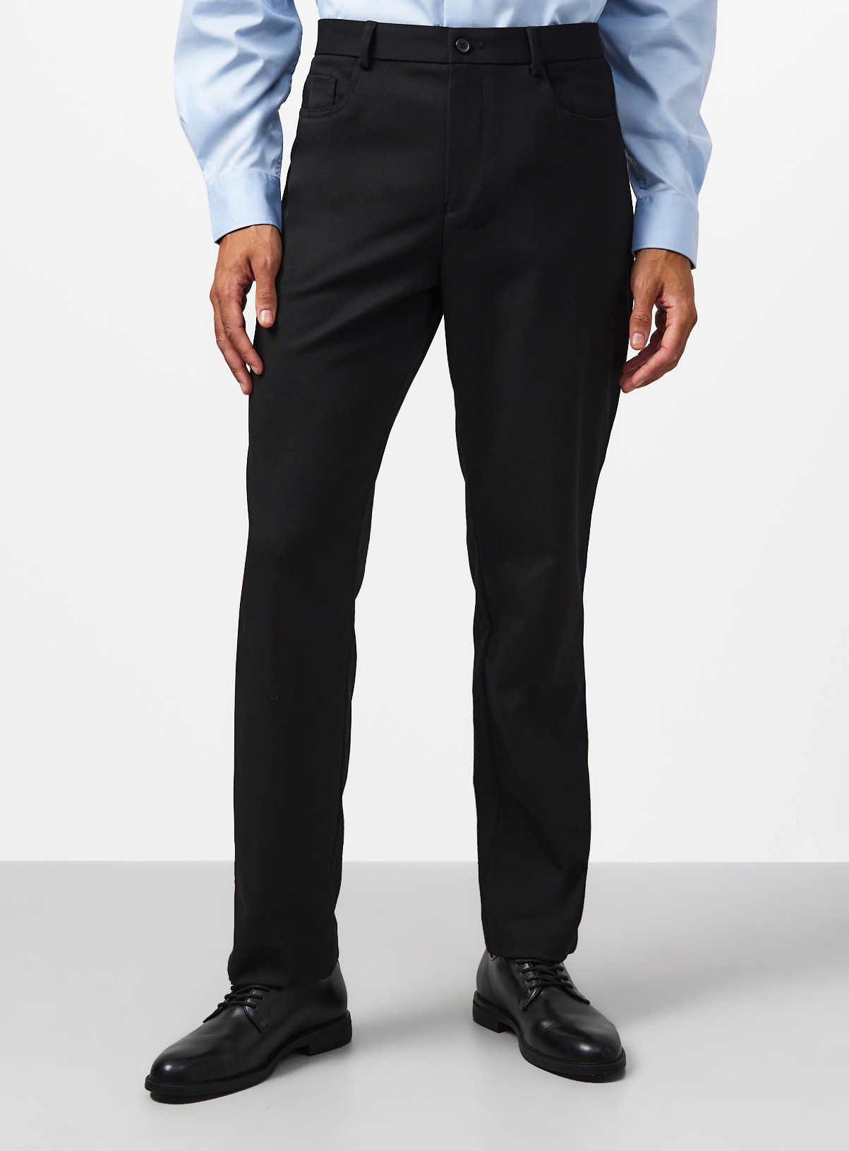 Black Regular Fit Smart Trousers 