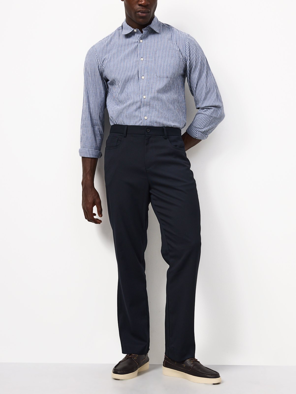 Navy 5 Pocket Regular Fit Trousers 