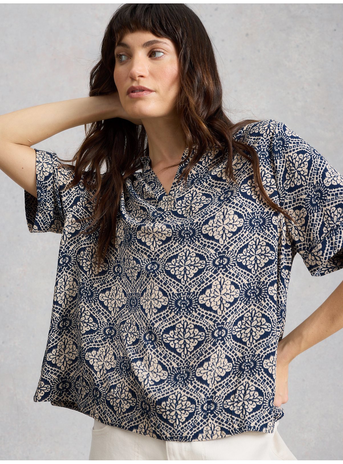 WHITE STUFF Teakie Crinkle Top 12