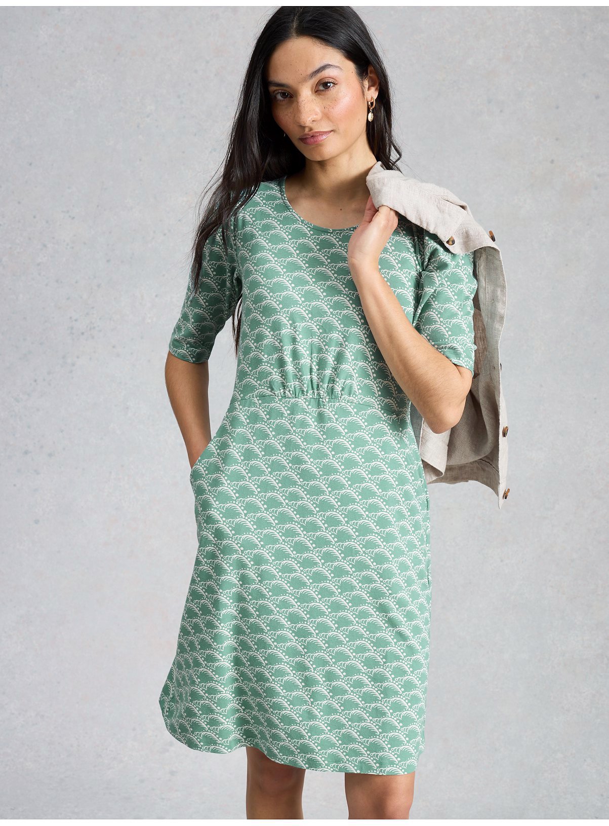 WHITE STUFF Olivia Jersey Dress Teal 