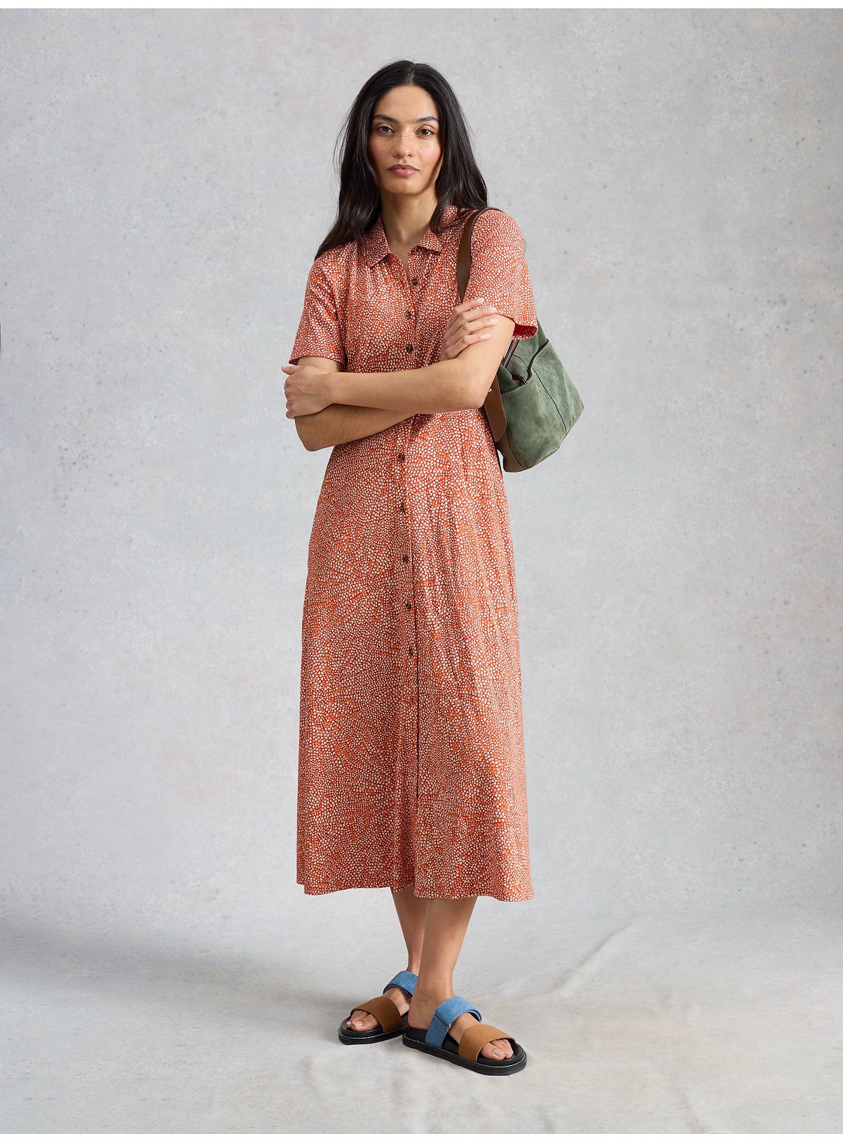 WHITE STUFF Rua Jersey Shirt Dress Red 