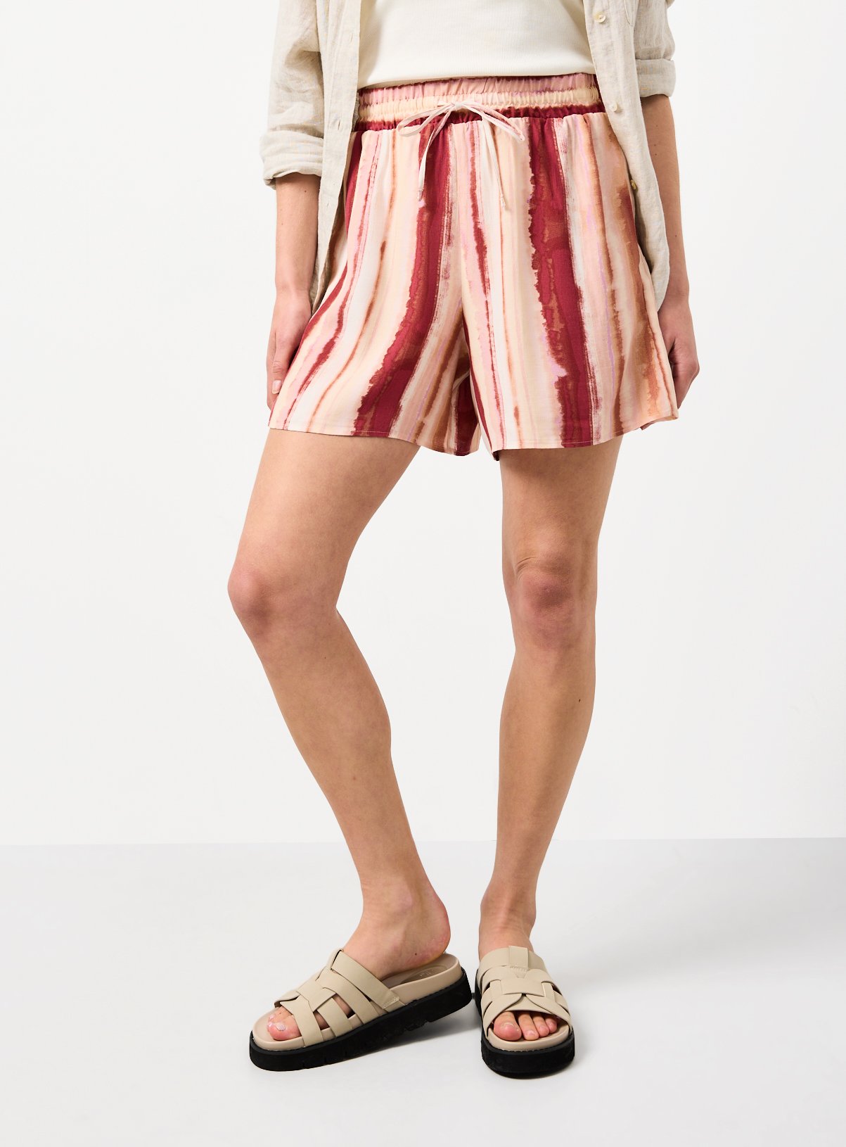 Pink Stripe Print Shorts 20