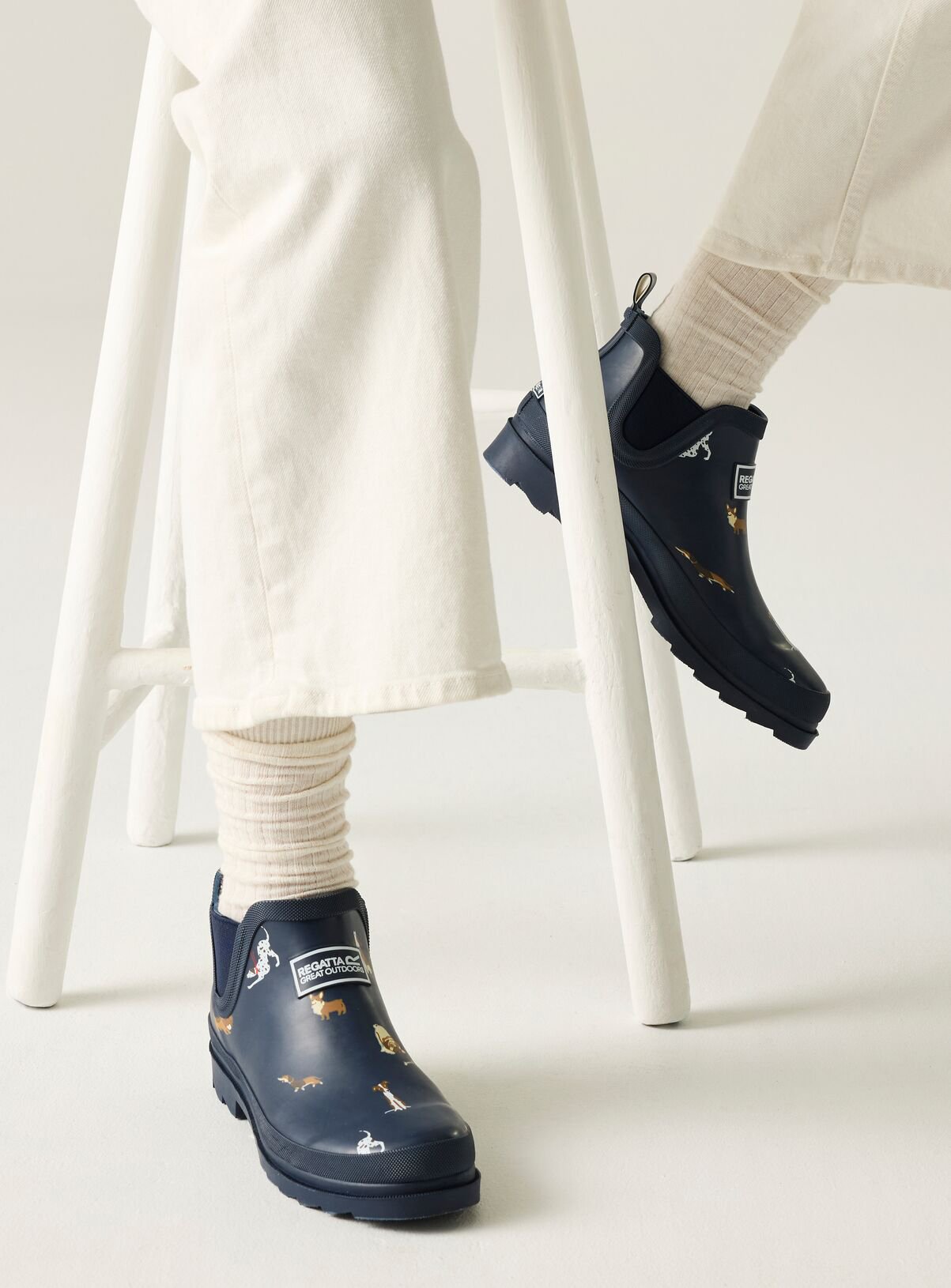 REGATTA Womens Harper Dog Print Wellies Navy 